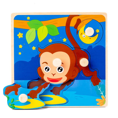 Discover & Learn: Montessori Wooden Puzzle Hand Grab Boards - Engaging Jigsaw with Cartoon Vehicles and Animals for Early Education in Children. - AGTC