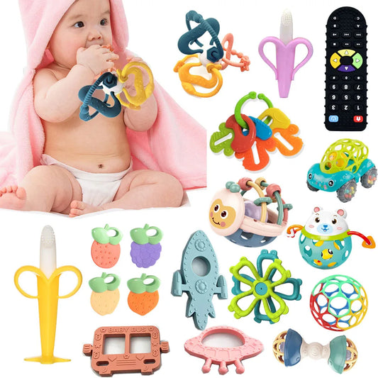 Soothing Sensation: Baby Silicone Teether Toys - BPA Free Banana and Remote Control Shapes for Toddler Chew, Ideal Baby Sensory Toy (0-12 Months). - AGTC
