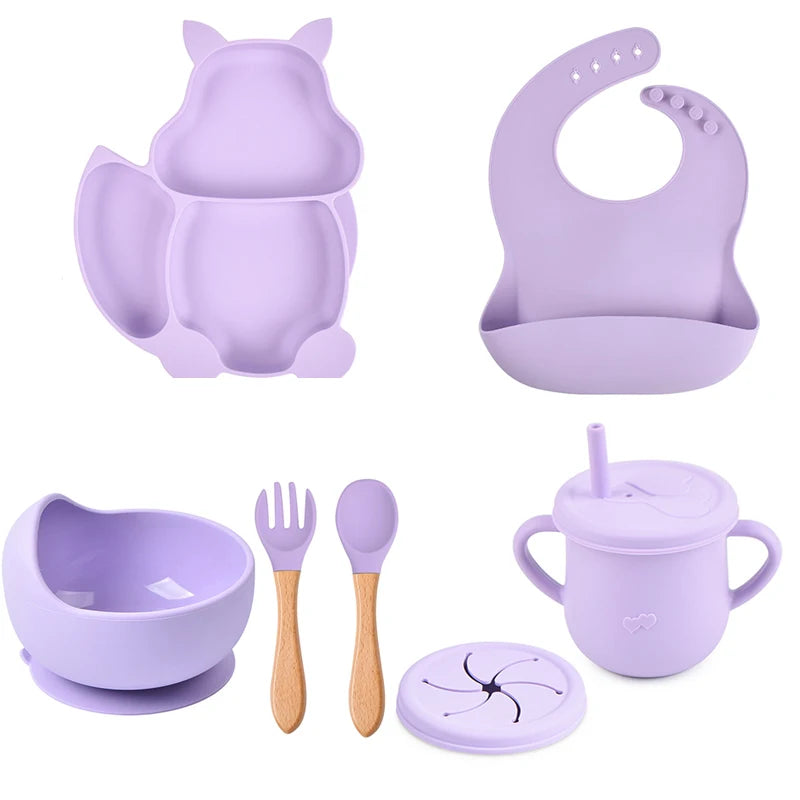 Silicone Baby Dinnerware Set - Purple