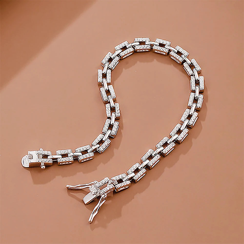 925 sterling silver Cuban chain on a jewelry stand