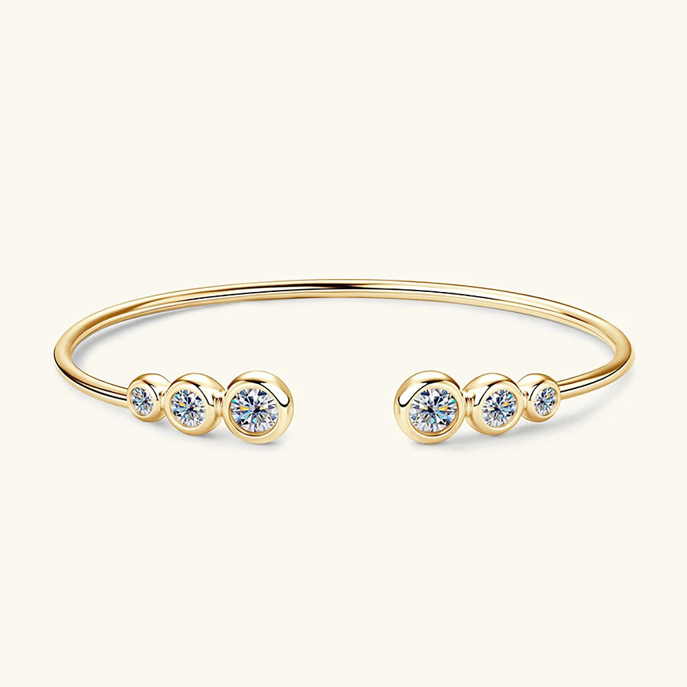 Moissanite bangle sparkling in natural light