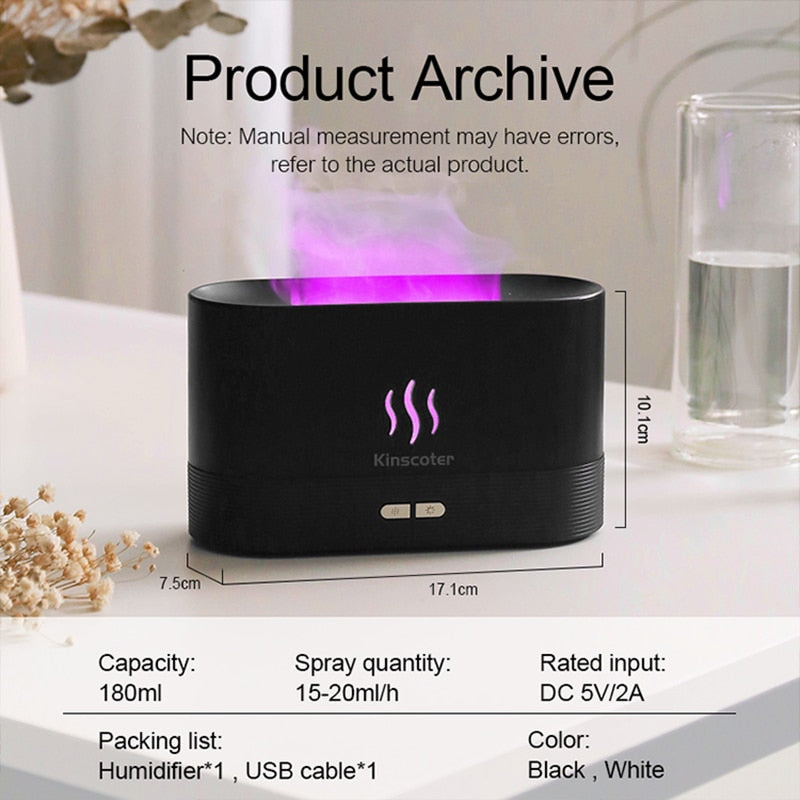 Kinscoter Aroma Diffuser Air Humidifier Ultrasonic Cool Mist Maker Fogger Led Essential Oil Flame Lamp Difusor - AGTC