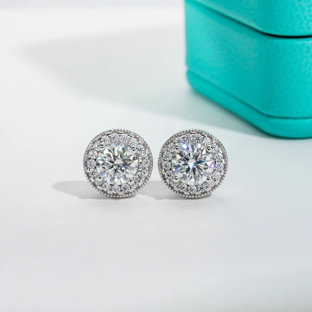 Front view of AnuJewel 2.4ct Moissanite Vintage Stud Earrings