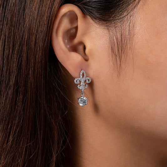 Earrings on a model's ears
