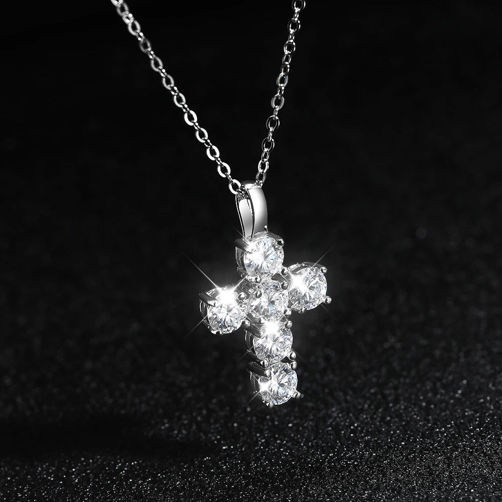 Front view of 3ct D VVS1 Moissanite Cross Necklace