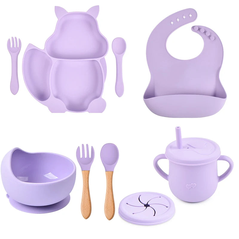 Silicone Baby Dinnerware Set -Light Purple