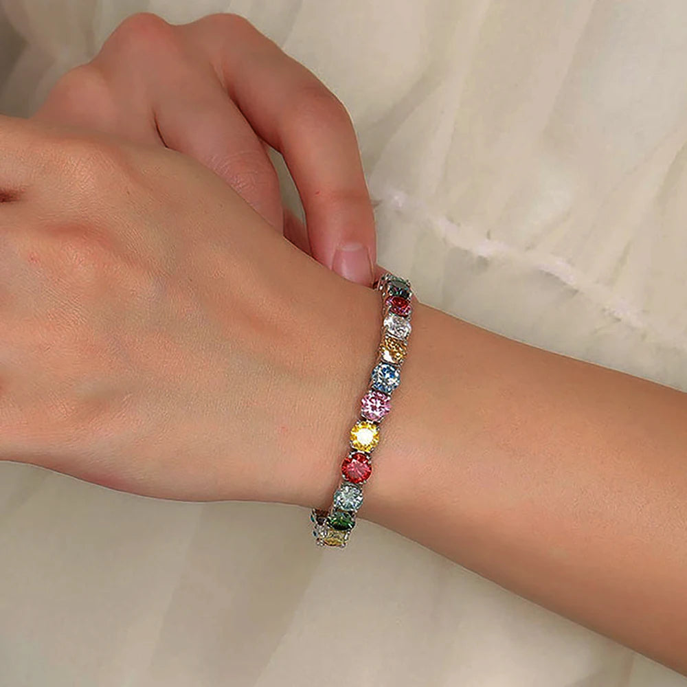 4mm Moissanite bracelet on wrist