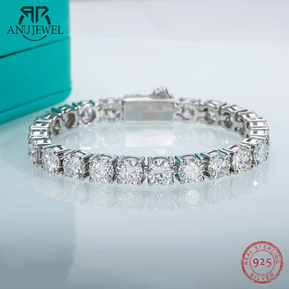 AnuJewel 6.5mm D Color Moissanite Tennis Bracelet