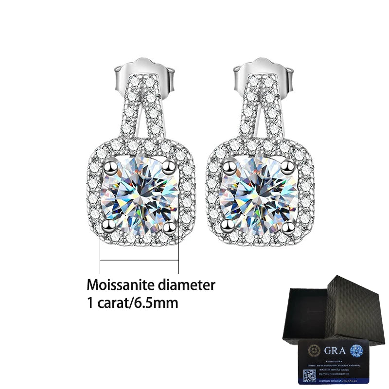 Princess style Moissanite earrings in S925 silver