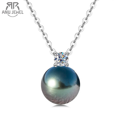 Front view of Tahitian Black Pearl Necklace