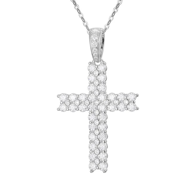 Moissanite Cross Pendant Necklace