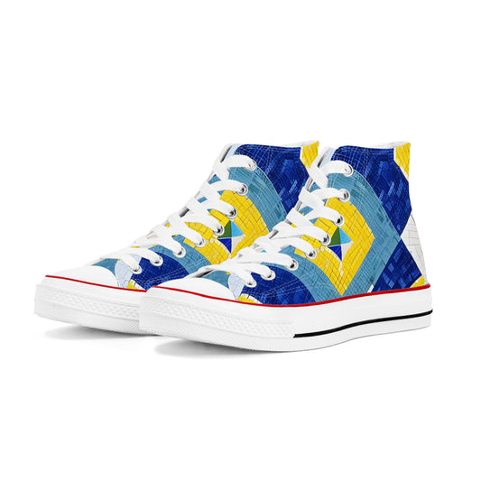 Splash Mosaic Mens Classic High-Top Canvas Shoes - Durable, Comfortable, and Stylish - AGTC