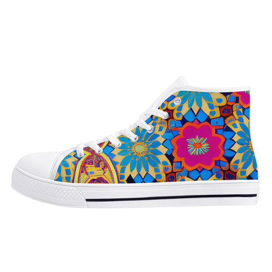 Floral Joy! Womens Lightweight High-Top Canvas Shoes | Comfortable, Stylish, and Durable - AGTC