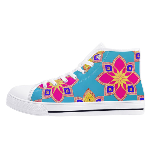 Flower Power | Women's Lightweight High-Top Canvas Shoes | Comfortable, Durable, and Stylish - AGTC