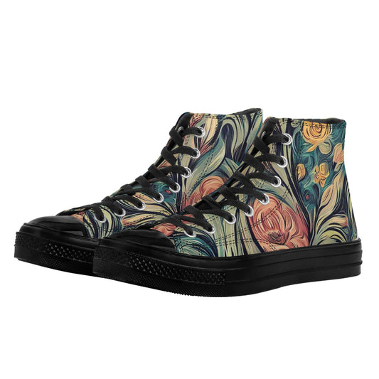 Van Gogh | Men's Classic Black High-Top Canvas Shoes | Stylish, Comfortable, and Durable - AGTC