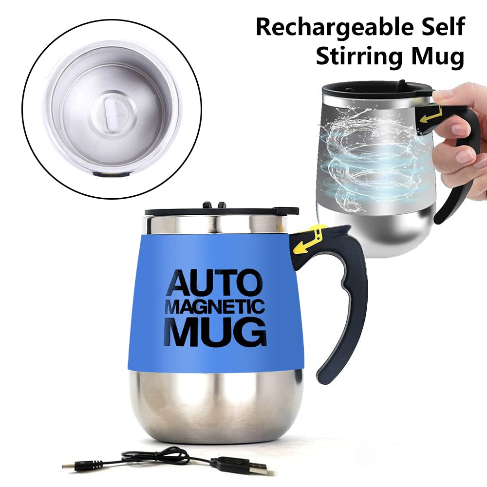 Rechargeable Automatic Magnetic Stirring Mug - Lazy Coffee Mug with Lid for Home, Office, and Travel - AGTC